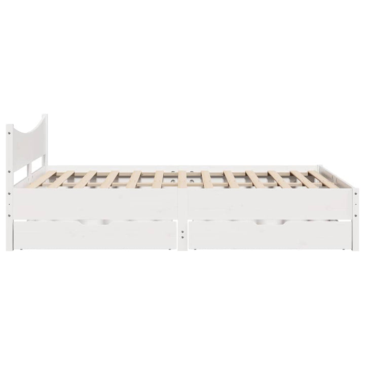 sengeramme med skuffer 140x190 cm massivt fyrretræ hvid