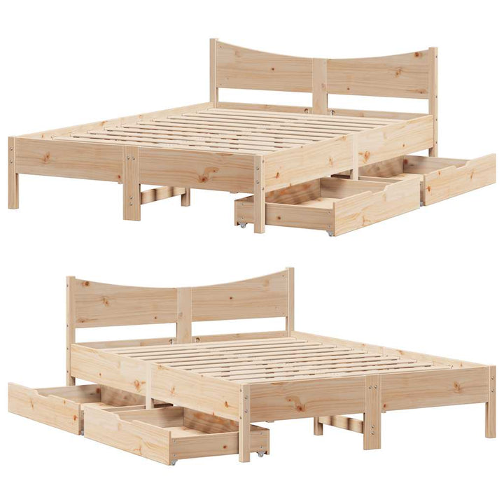 sengeramme med skuffer 120x190 cm massivt fyrretræ