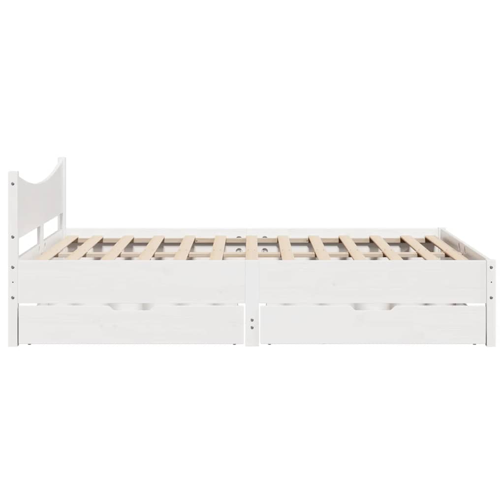 sengeramme med skuffer 120x190 cm massivt fyrretræ hvid