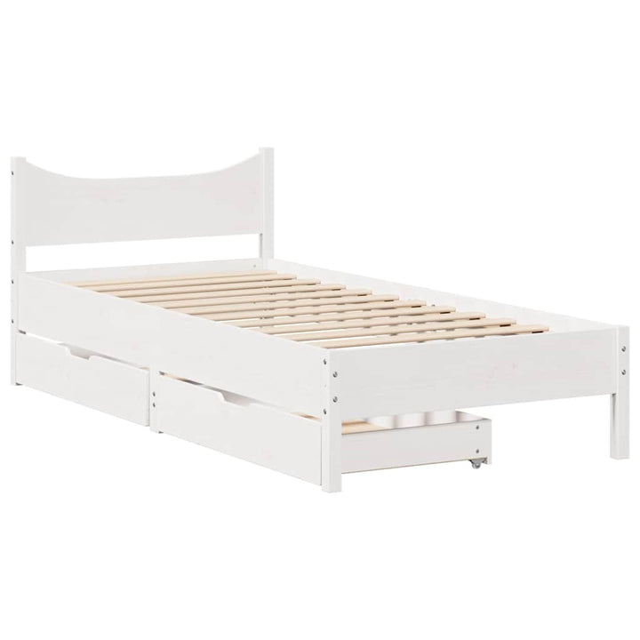 sengeramme med skuffer 75x190 cm massivt fyrretræ hvid