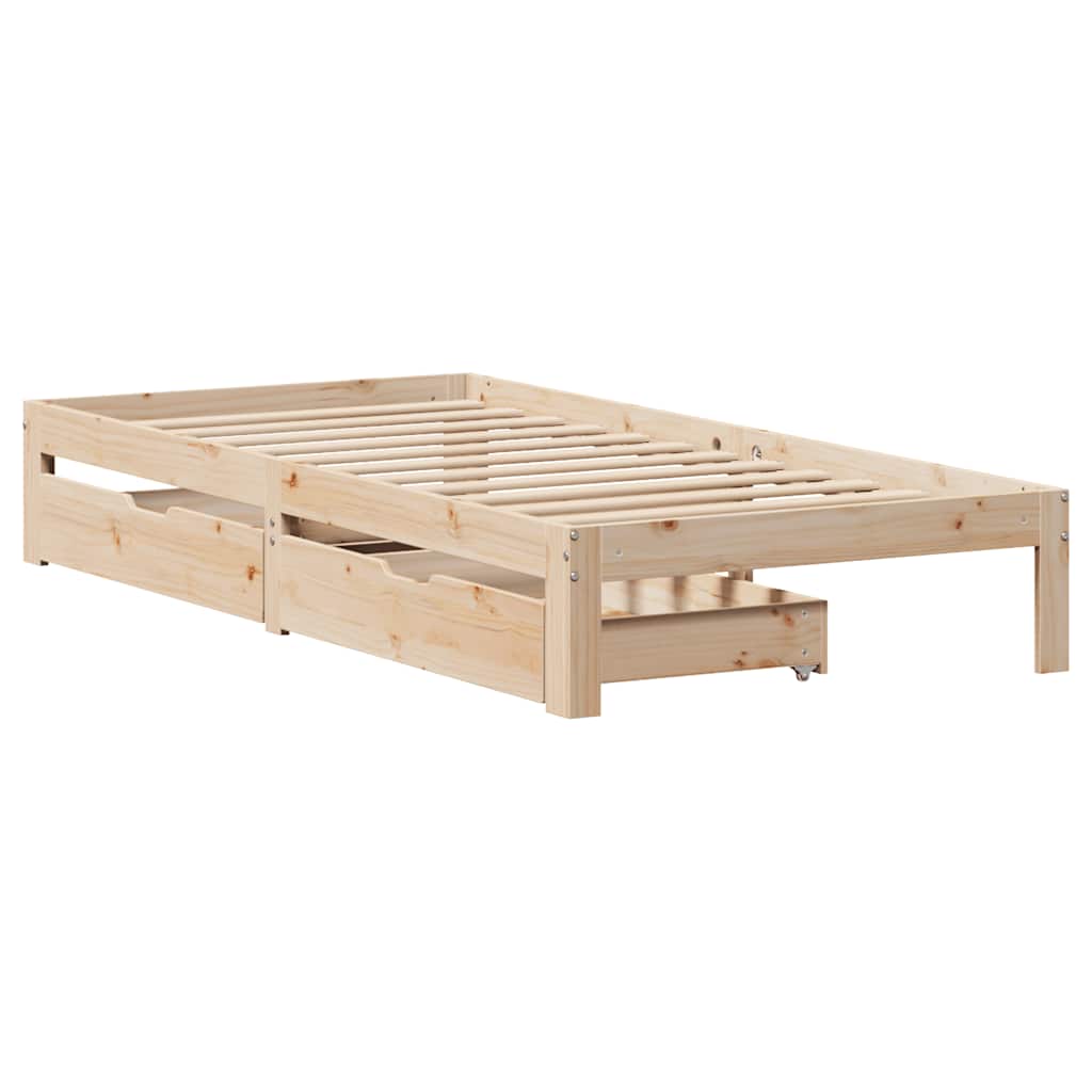 sengeramme med skuffer 90x190 cm massivt fyr
