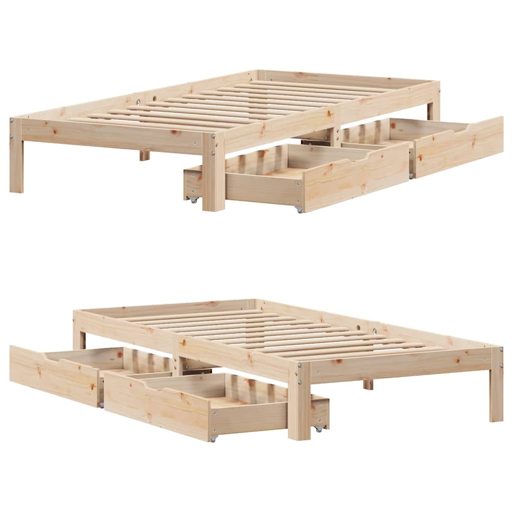 sengeramme med skuffer 90x190 cm massivt fyr