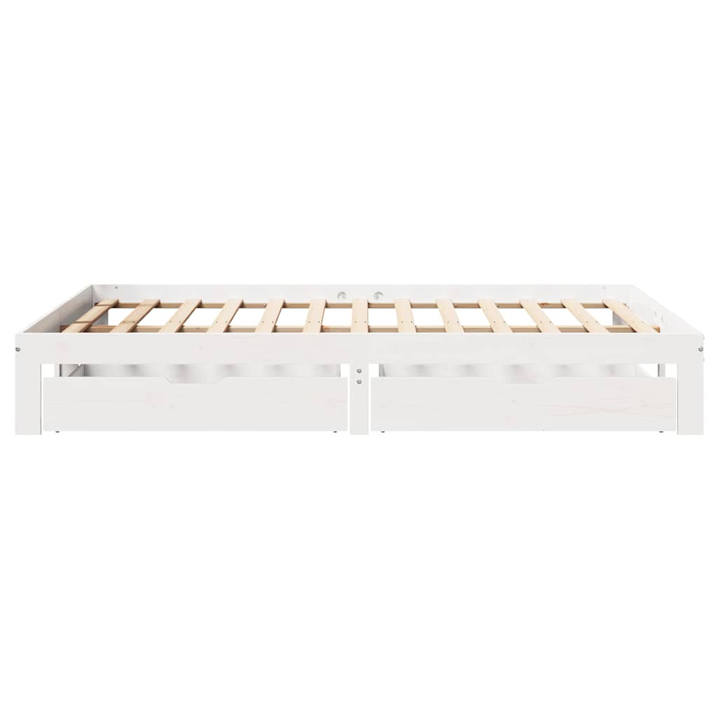 sengeramme med skuffer 120x190 cm massivt fyrretræ hvid