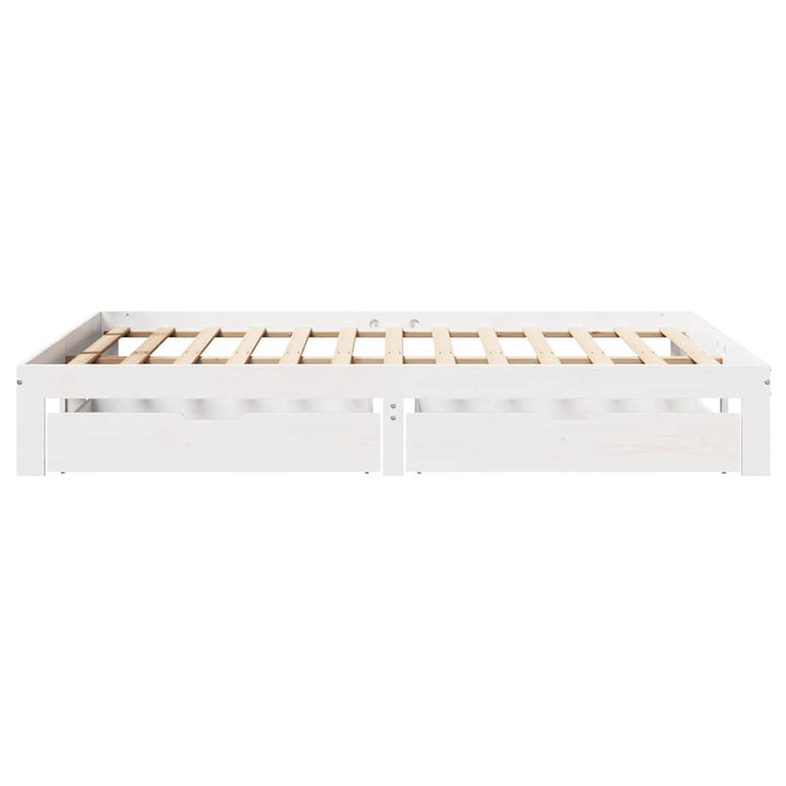 sengeramme med skuffer 120x190 cm massivt fyrretræ hvid