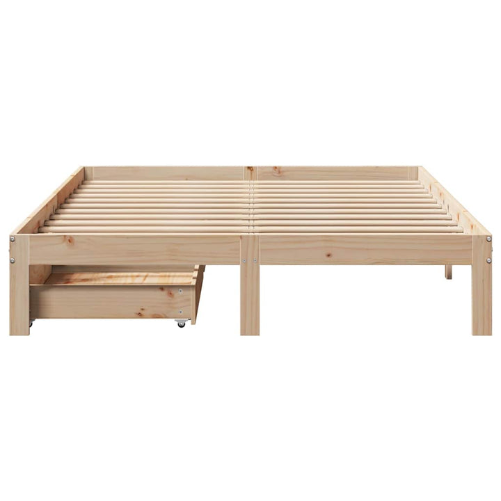 sengeramme med skuffer 140x190 cm massivt fyrretræ