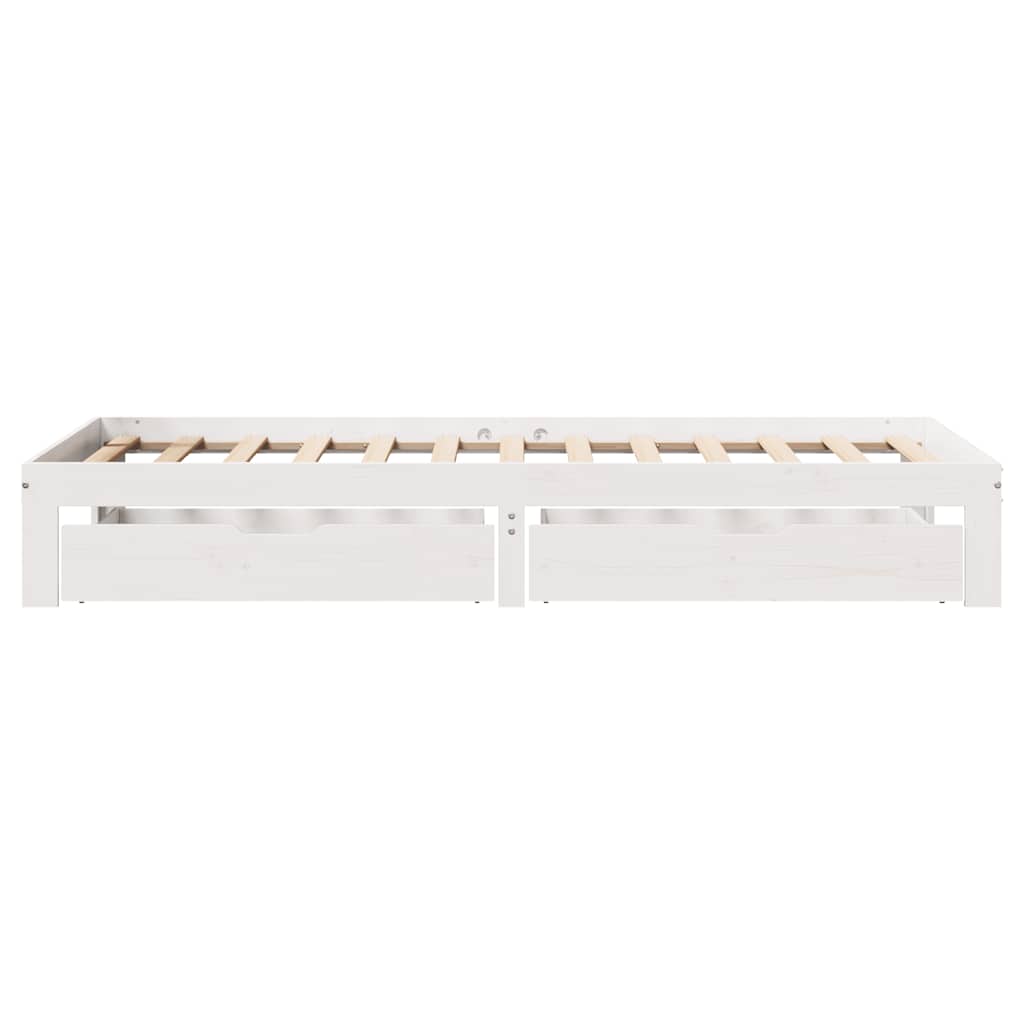 sengeramme med skuffer 90x200 cm massivt fyrretræ hvid
