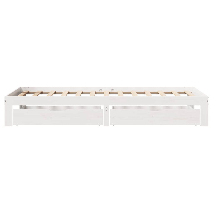 sengeramme med skuffer 90x200 cm massivt fyrretræ hvid