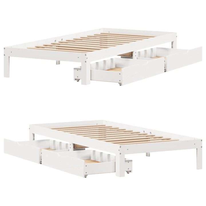 sengeramme med skuffer 90x200 cm massivt fyrretræ hvid