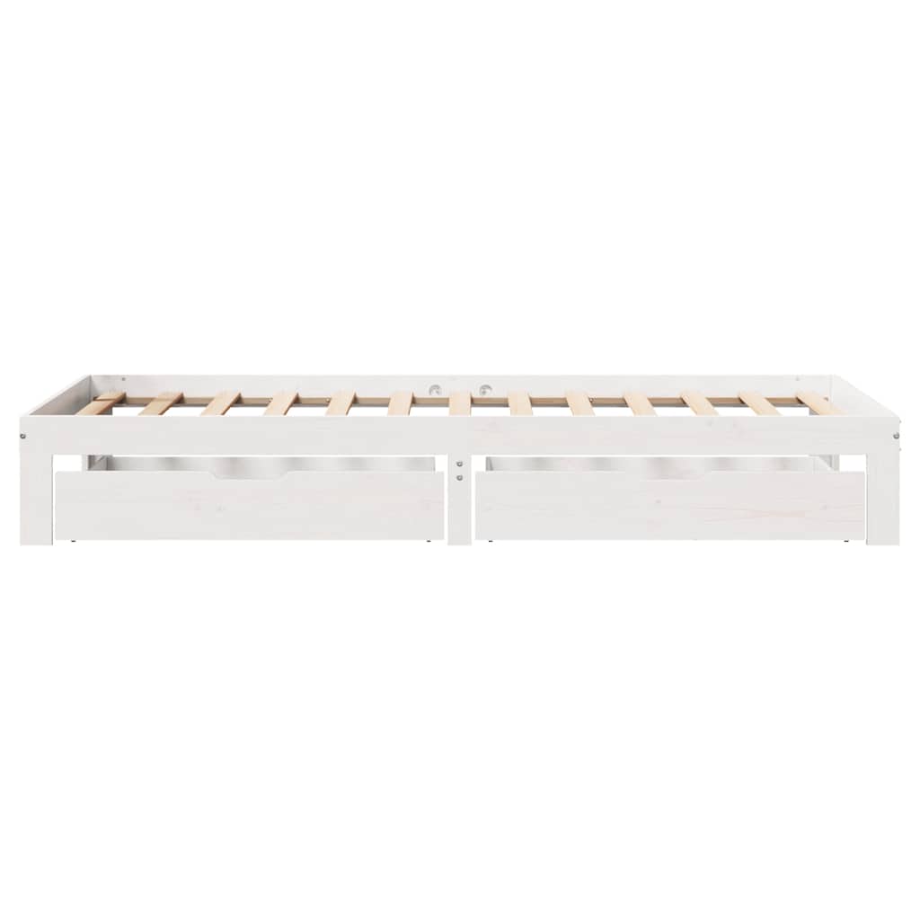 sengeramme med skuffer 100x200 cm massivt fyrretræ hvid