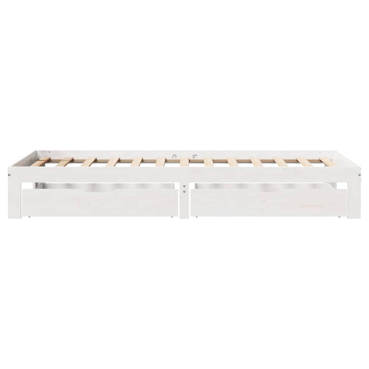 sengeramme med skuffer 100x200 cm massivt fyrretræ hvid