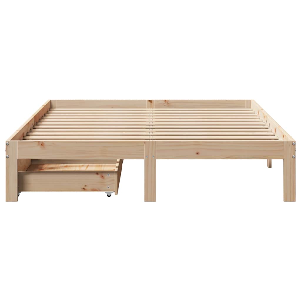 sengeramme med skuffer 160x200 cm massivt fyrretræ