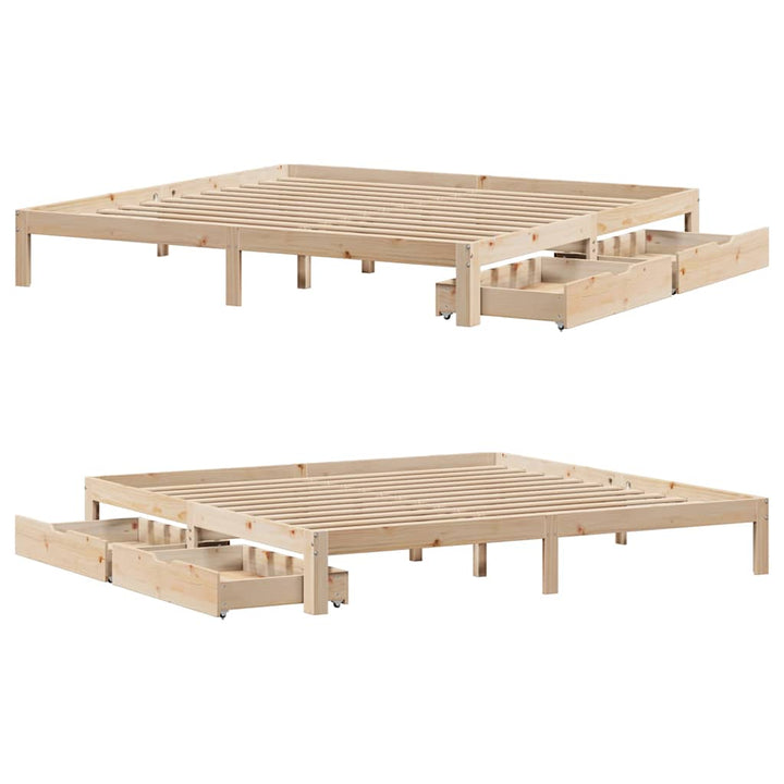 sengeramme med skuffer 180x200 cm massivt fyrretræ