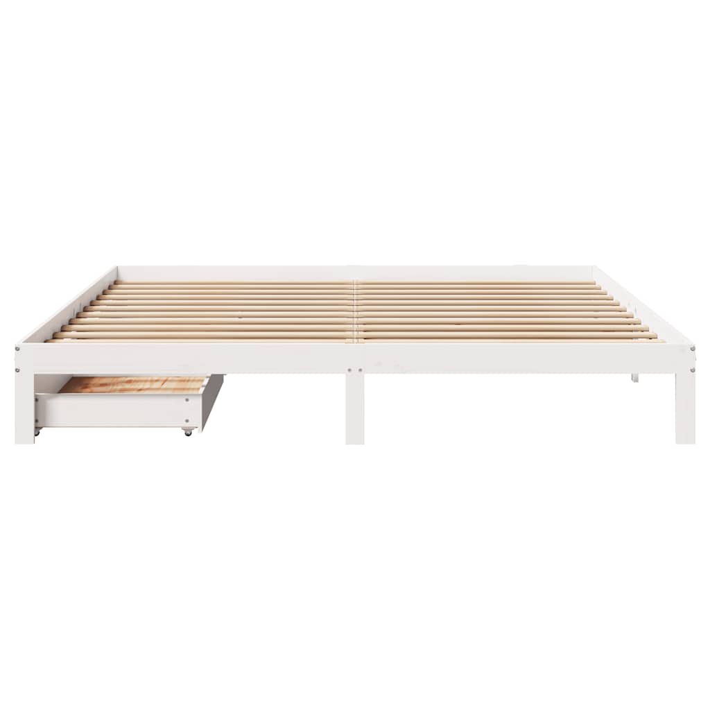 sengeramme med skuffer 180x200 cm massivt fyrretræ hvid