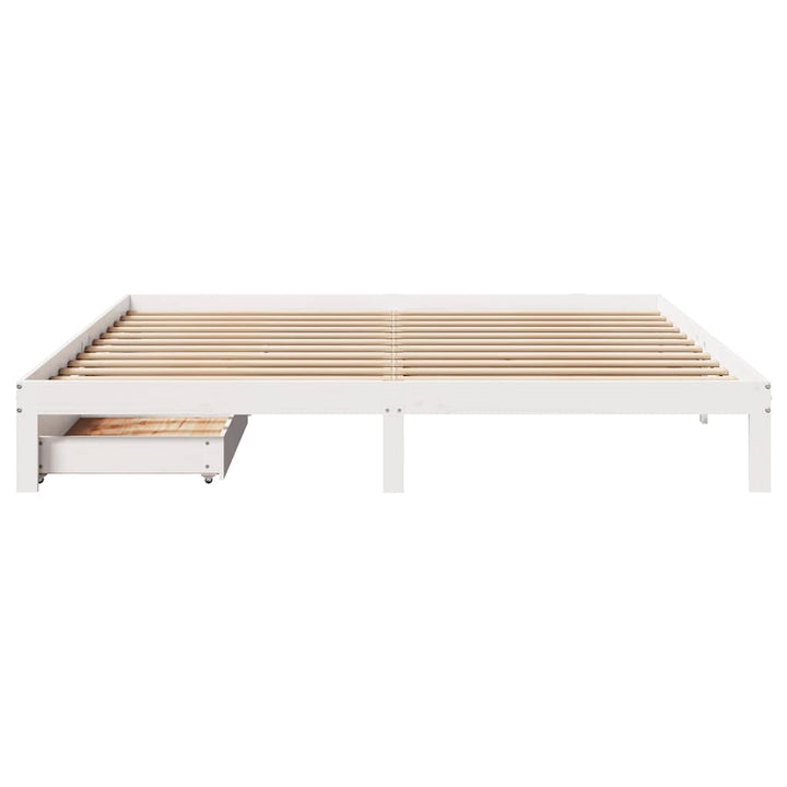 sengeramme med skuffer 180x200 cm massivt fyrretræ hvid