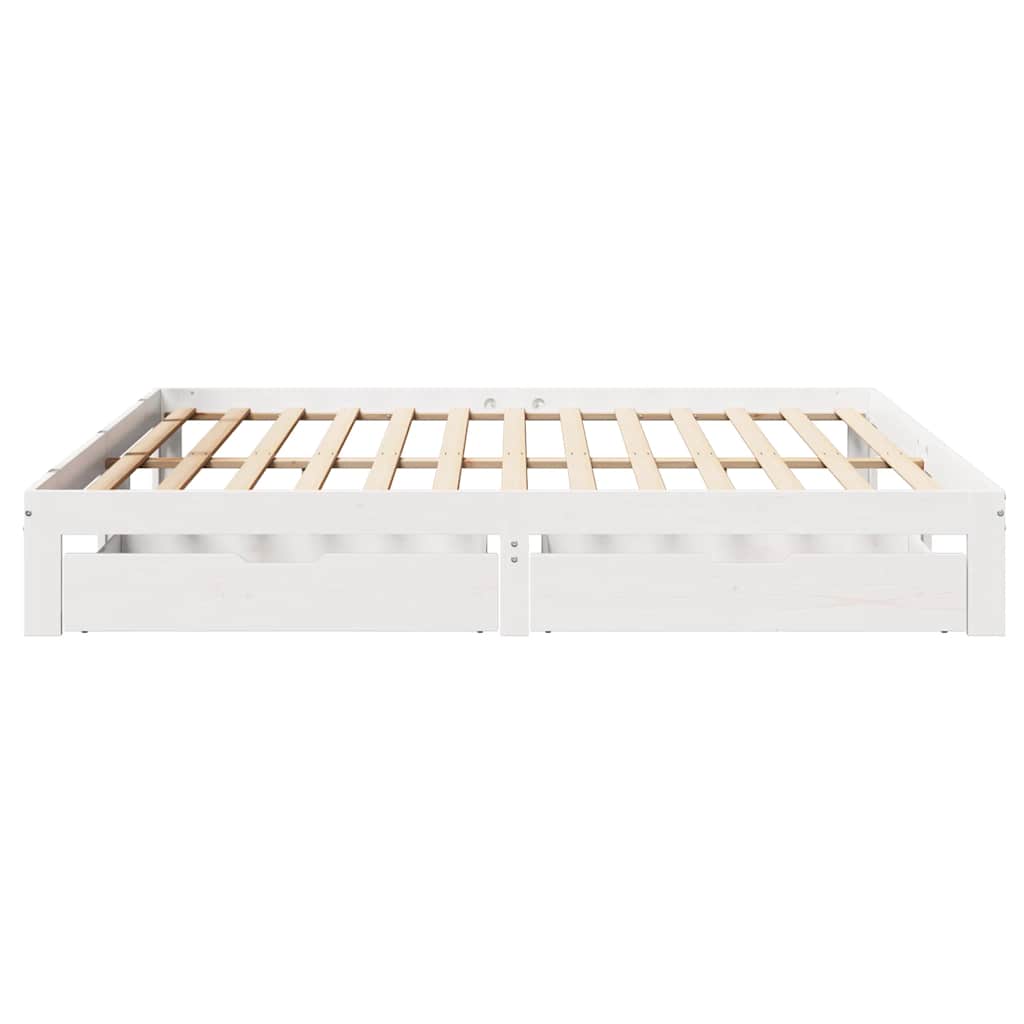 sengeramme med skuffer 180x200 cm massivt fyrretræ hvid