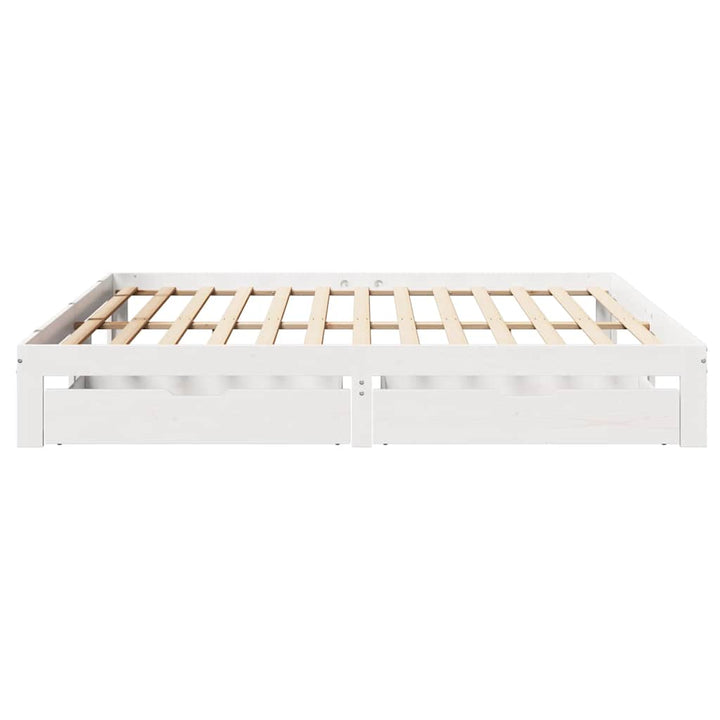 sengeramme med skuffer 180x200 cm massivt fyrretræ hvid