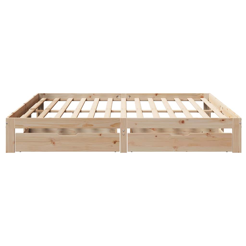 sengeramme med skuffer 200x200 cm massivt fyrretræ