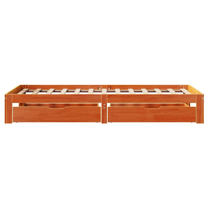 sengeramme med skuffer 90x190 cm massivt fyrretræ gyldenbrun