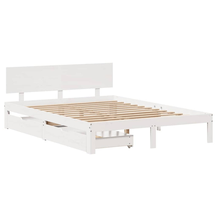 sengeramme med skuffer 120x190 cm massivt fyrretræ hvid