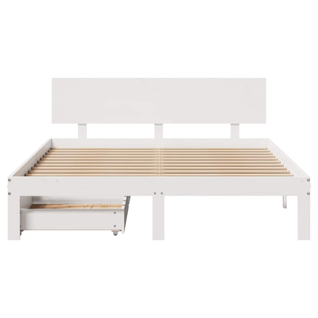 sengeramme med skuffer 120x190 cm massivt fyrretræ hvid