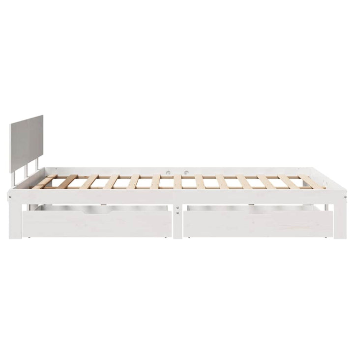 sengeramme med skuffer 120x190 cm massivt fyrretræ hvid