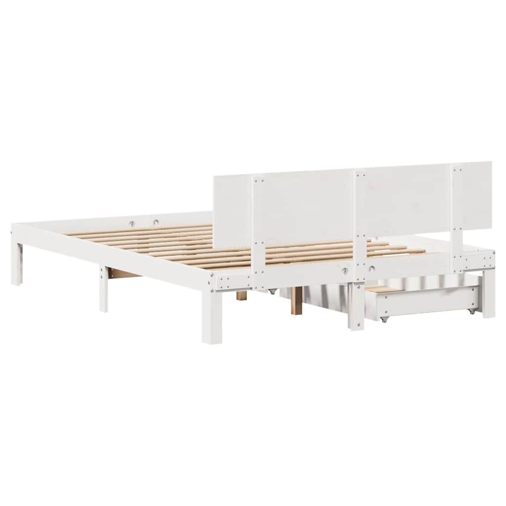 sengeramme med skuffer 120x190 cm massivt fyrretræ hvid