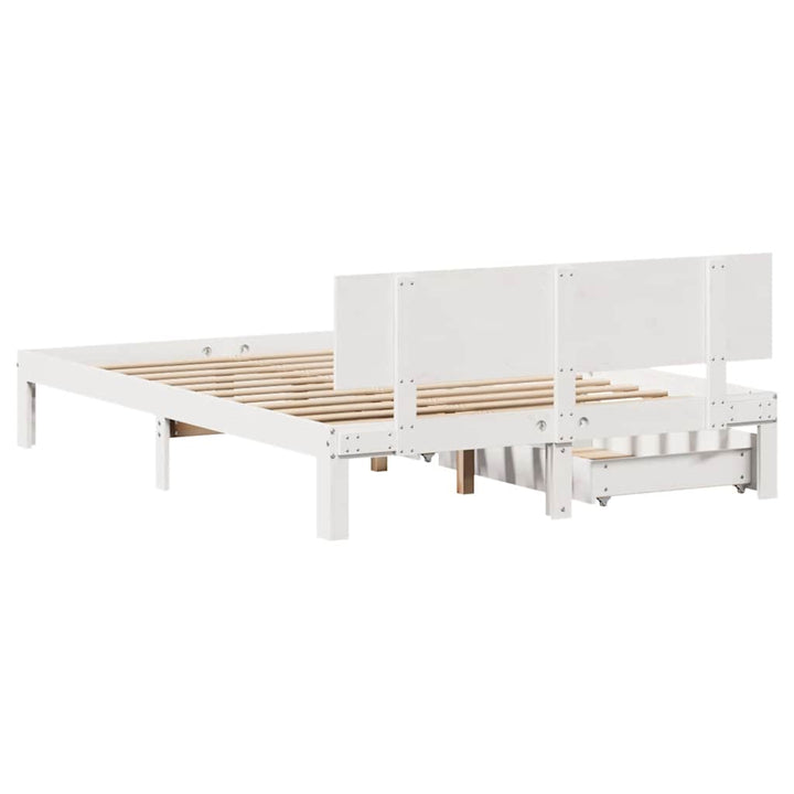 sengeramme med skuffer 120x190 cm massivt fyrretræ hvid