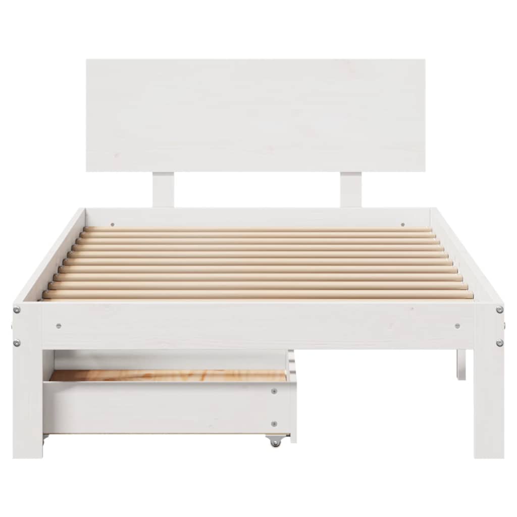 sengeramme med skuffer 90x200 cm massivt fyrretræ hvid