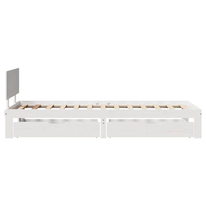 sengeramme med skuffer 90x200 cm massivt fyrretræ hvid