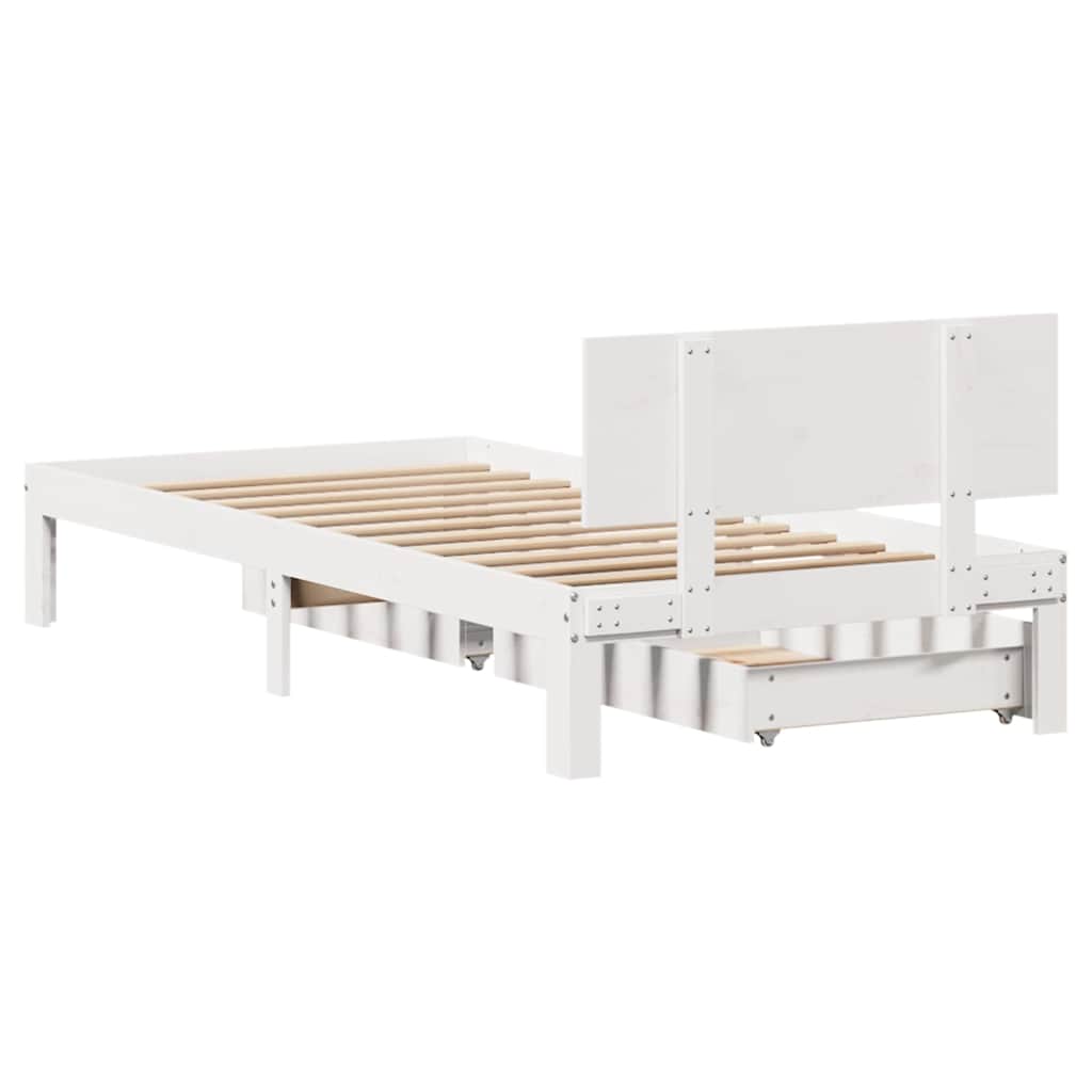 sengeramme med skuffer 90x200 cm massivt fyrretræ hvid