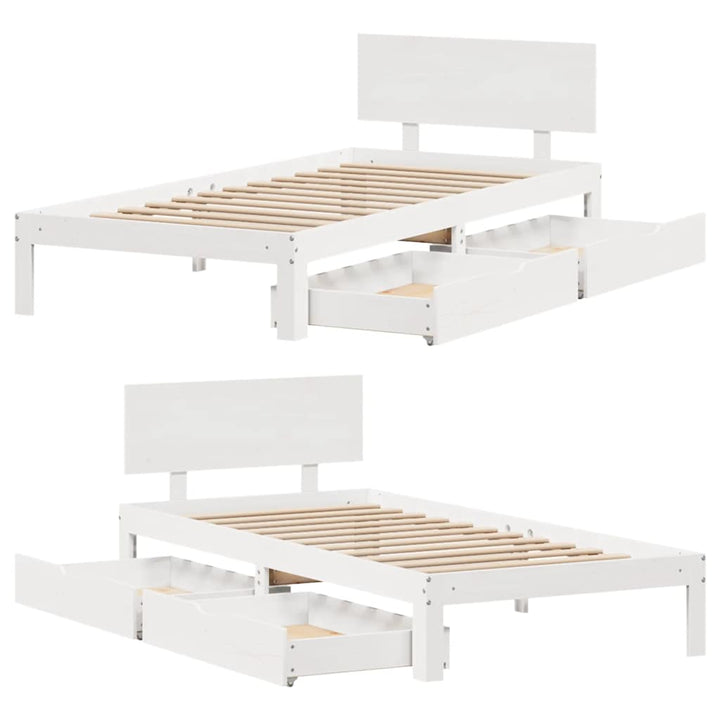 sengeramme med skuffer 90x200 cm massivt fyrretræ hvid