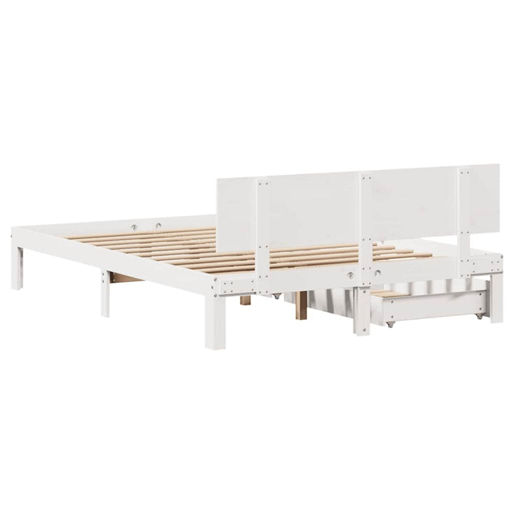 sengeramme med skuffer 120x200 cm massivt fyrretræ hvid