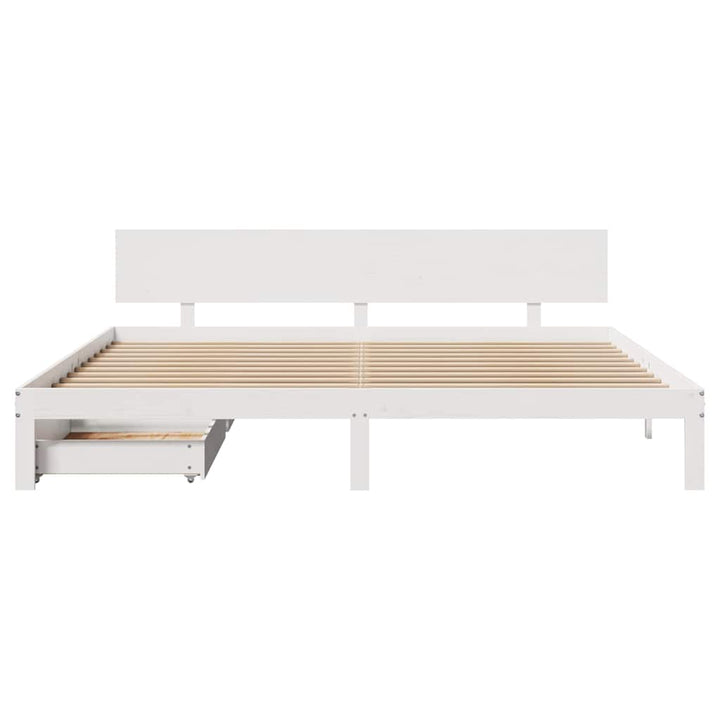 sengeramme med skuffer 200x200 cm massivt fyrretræ hvid