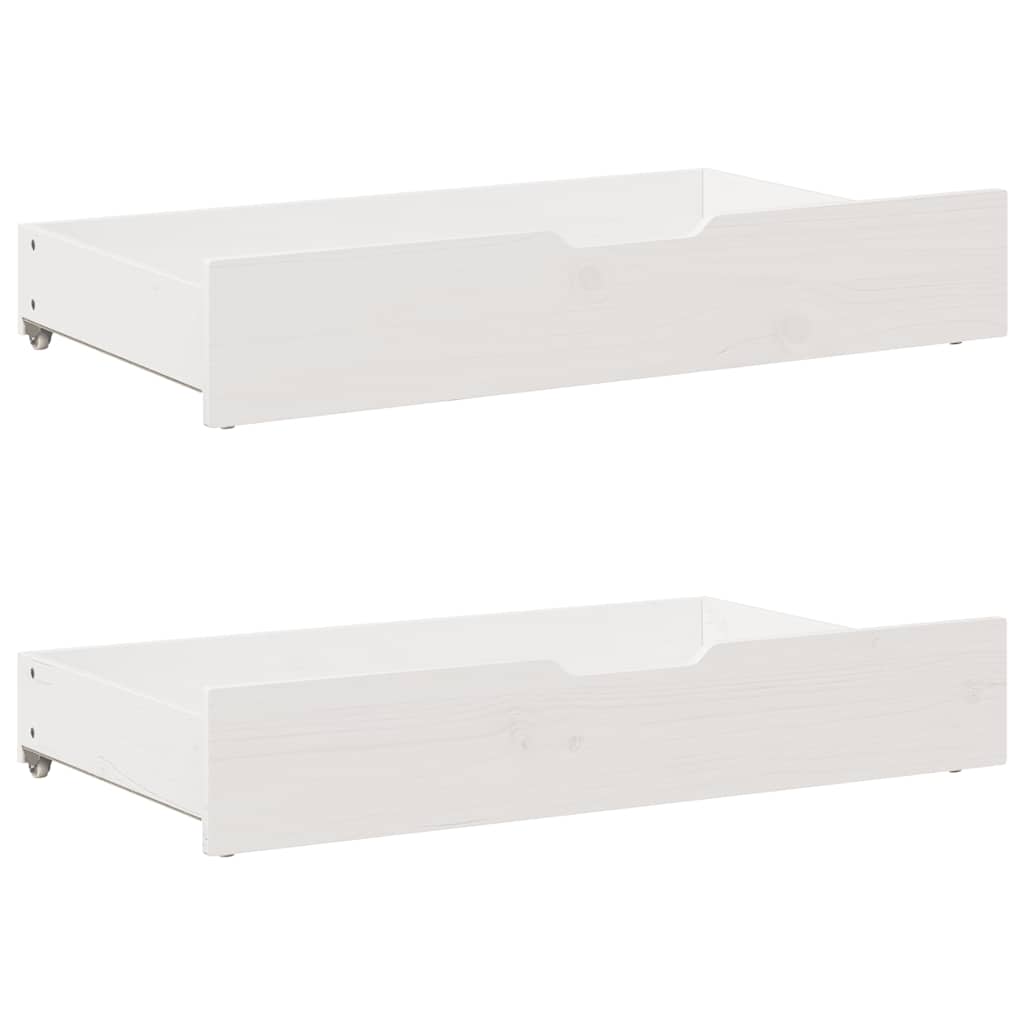 sengeramme med skuffer 200x200 cm massivt fyrretræ hvid