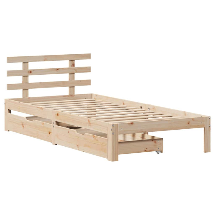 sengeramme med skuffer 75x190 cm massivt fyrretræ