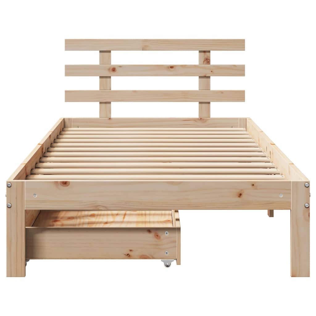 sengeramme med skuffer 75x190 cm massivt fyrretræ