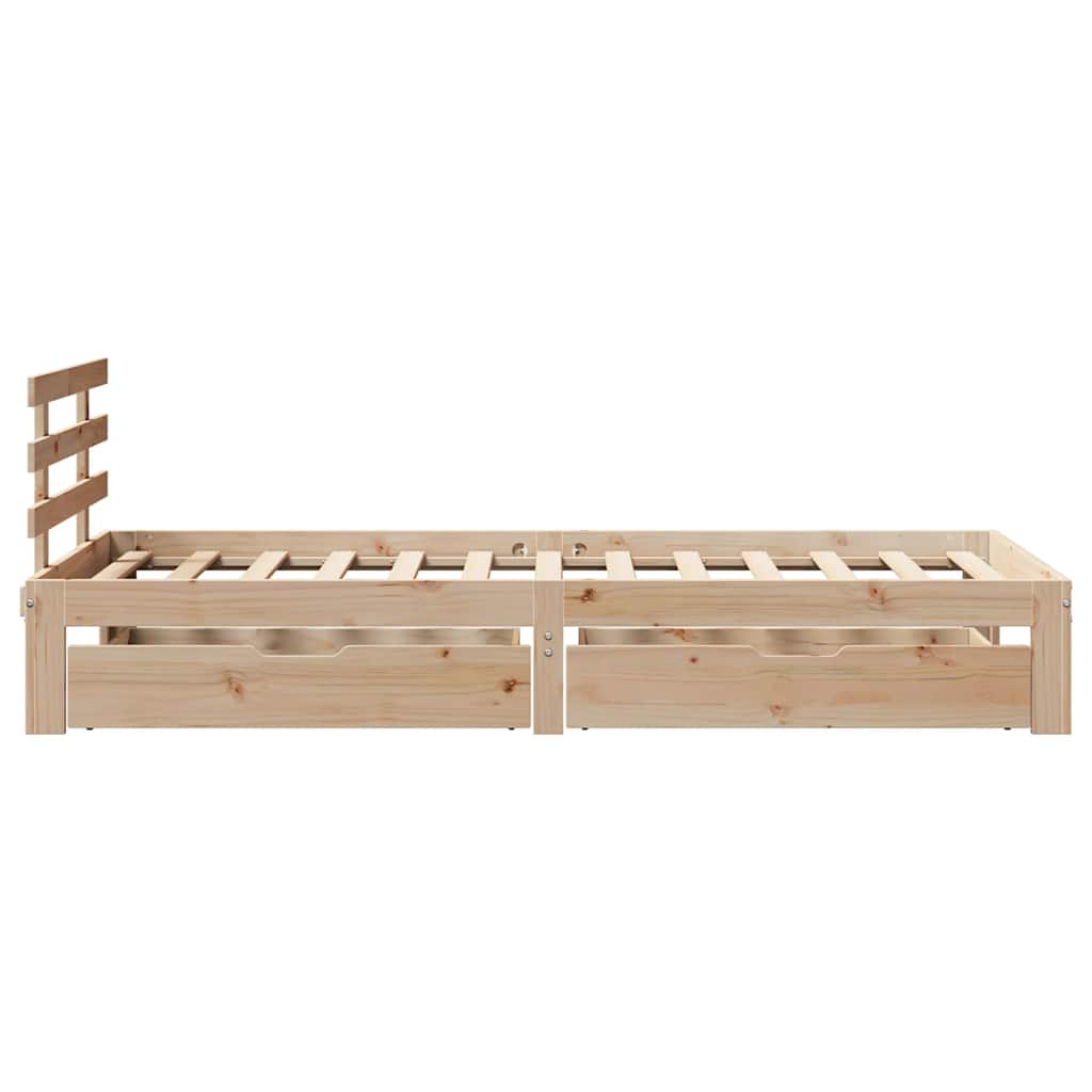 sengeramme med skuffer 75x190 cm massivt fyrretræ