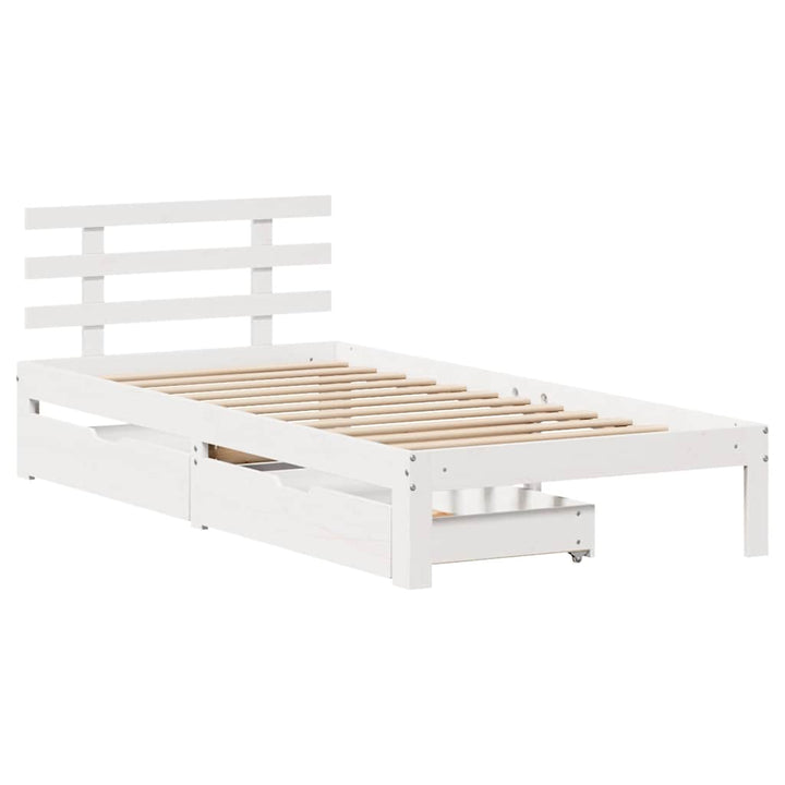 sengeramme med skuffer 75x190 cm massivt fyrretræ hvid