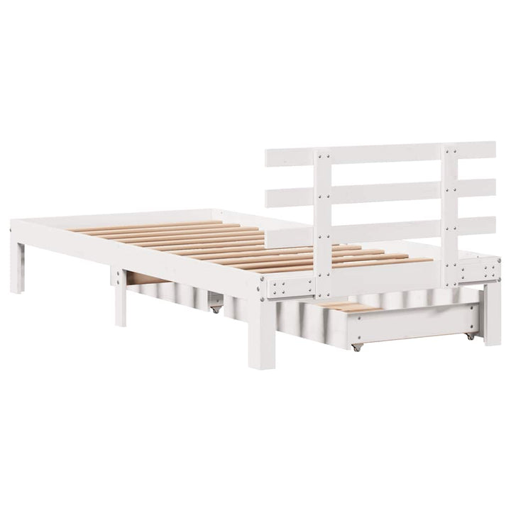 sengeramme med skuffer 75x190 cm massivt fyrretræ hvid