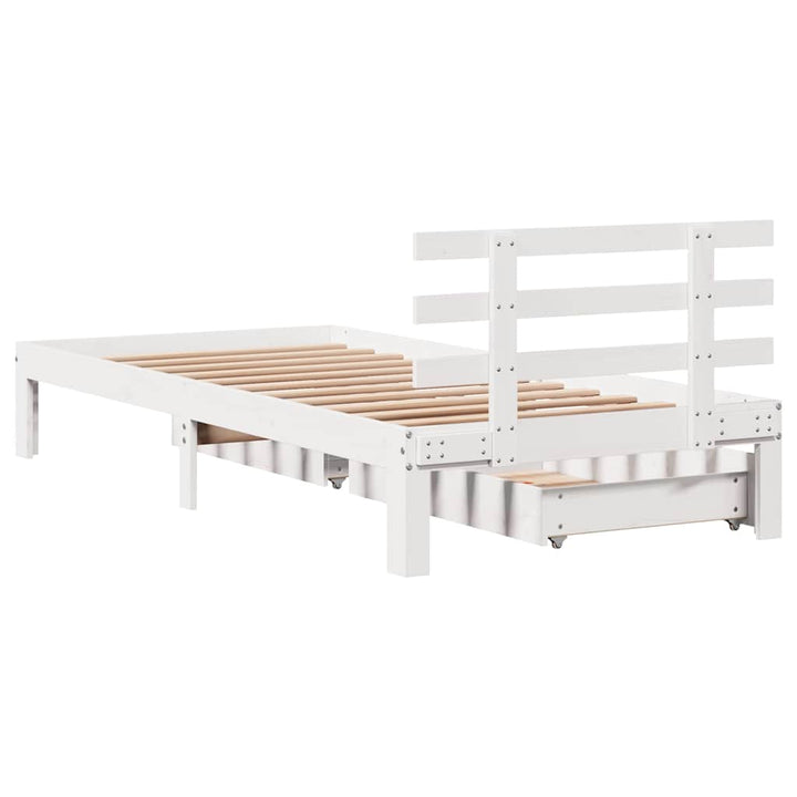 sengeramme med skuffer 90x190 cm massivt fyrretræ hvid
