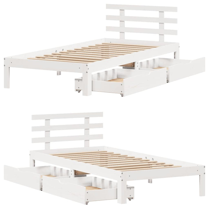 sengeramme med skuffer 90x190 cm massivt fyrretræ hvid