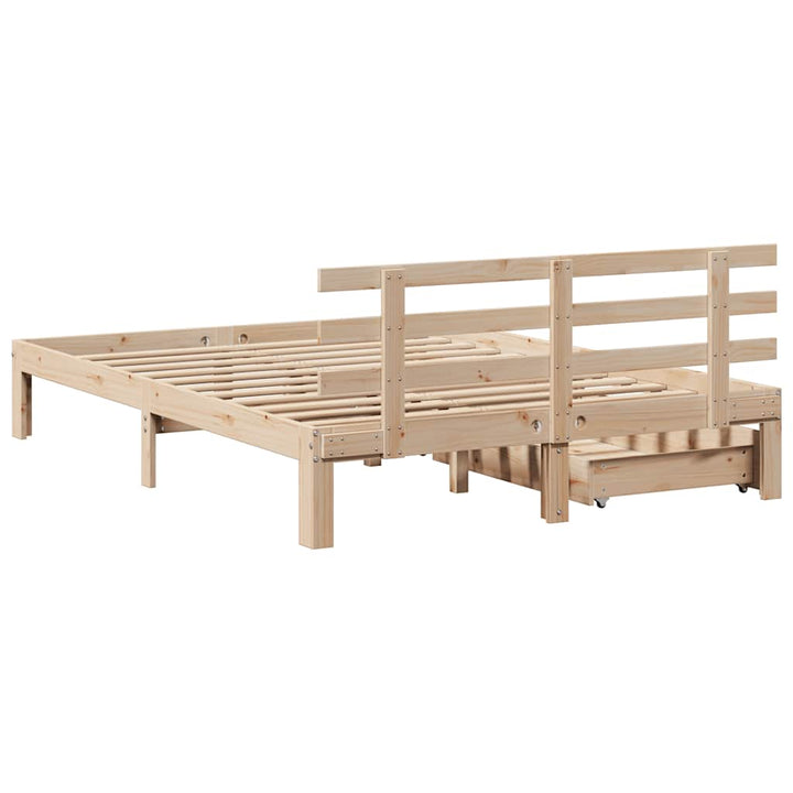 sengeramme med skuffer 135x190 cm massivt fyrretræ hvid