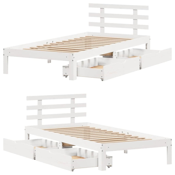 sengeramme med skuffer 90x200 cm massivt fyrretræ hvid