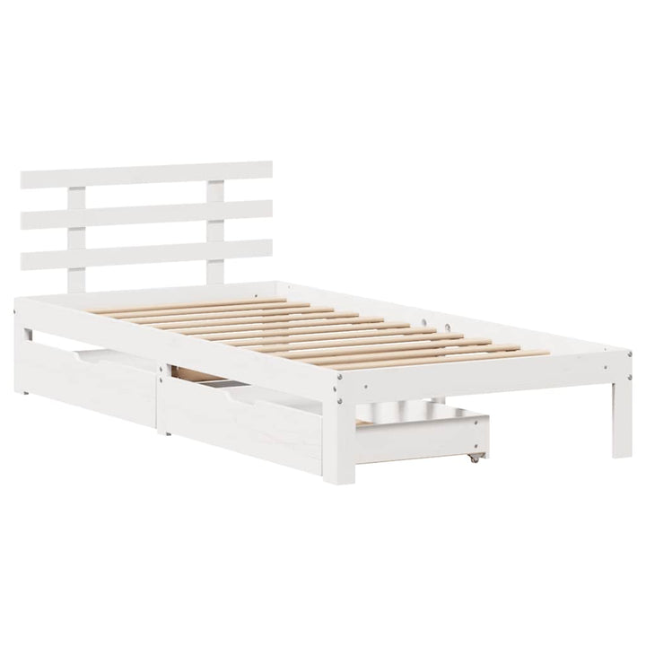 sengeramme med skuffer 100x200 cm massivt fyrretræ hvid