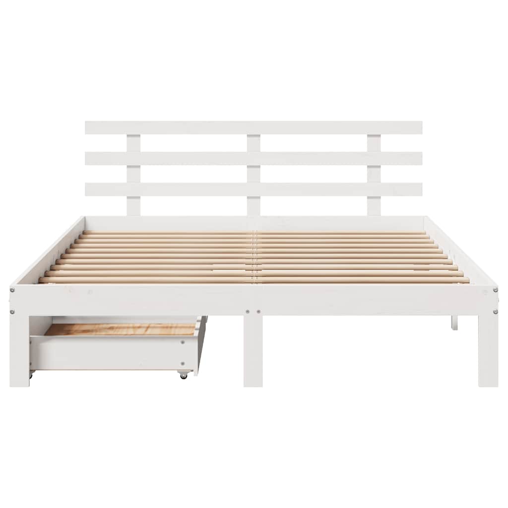 sengeramme med skuffer 120x200 cm massivt fyrretræ hvid