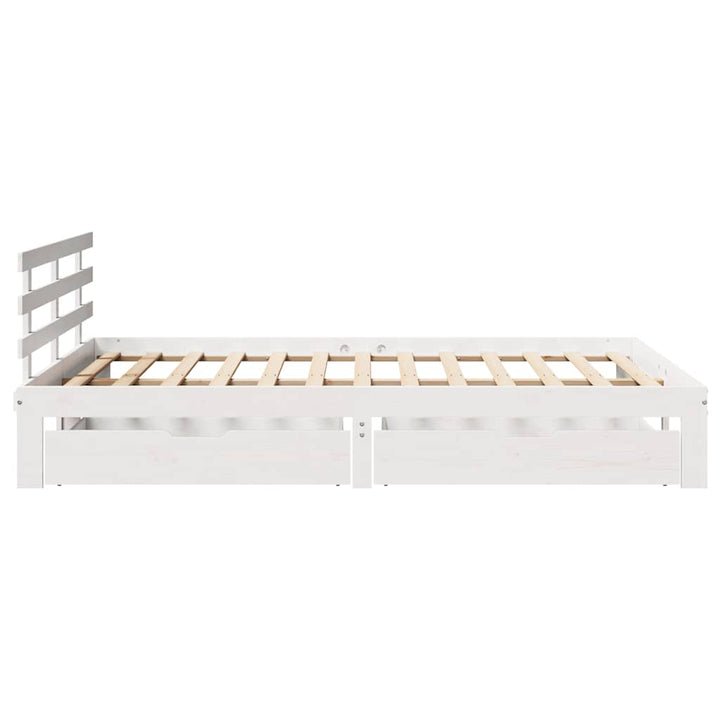 sengeramme med skuffer 120x200 cm massivt fyrretræ hvid