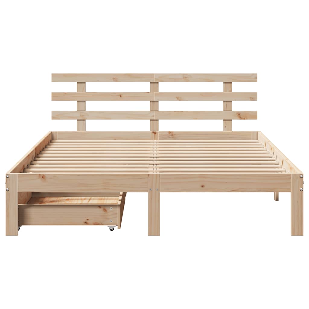 sengeramme med skuffer 150x200 cm massivt fyrretræ
