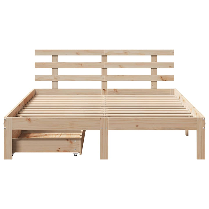 sengeramme med skuffer 150x200 cm massivt fyrretræ