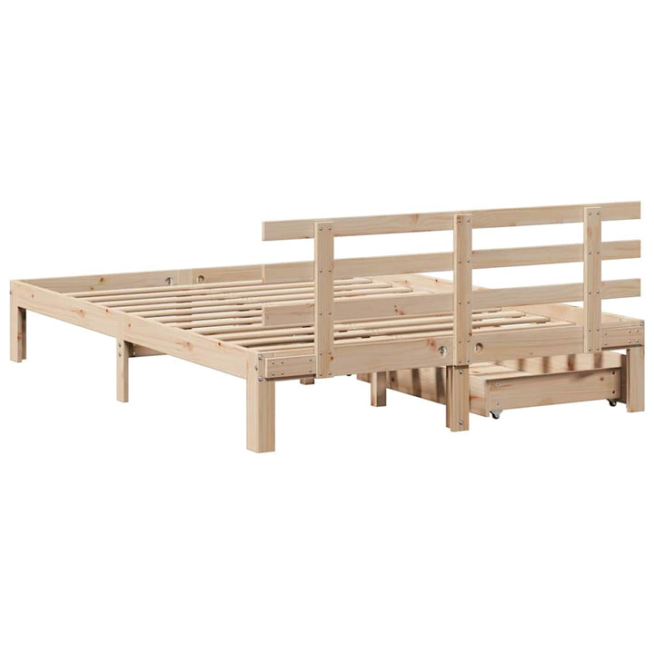 sengeramme med skuffer 150x200 cm massivt fyrretræ