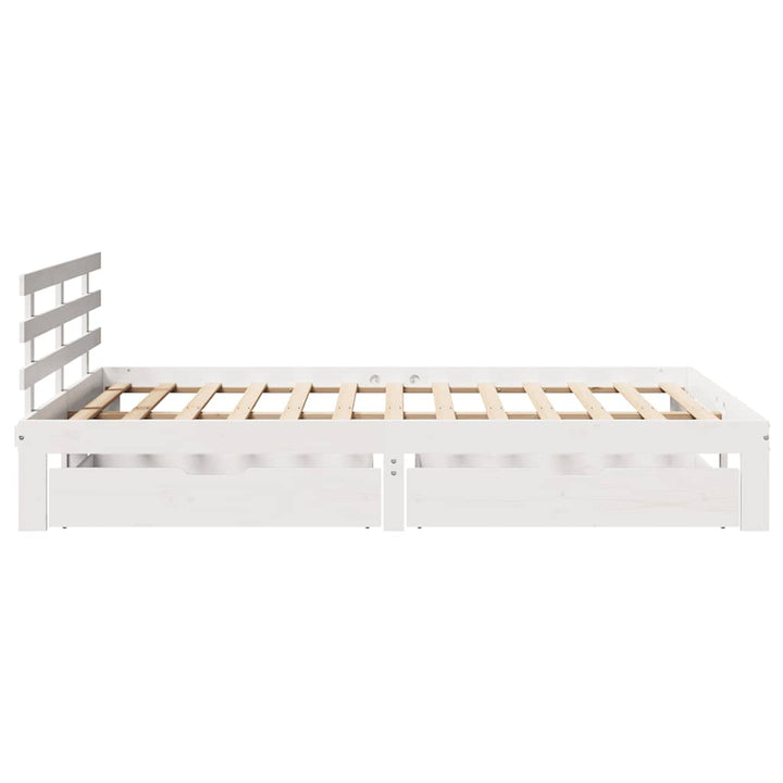 sengeramme med skuffer 150x200 cm massivt fyrretræ hvid